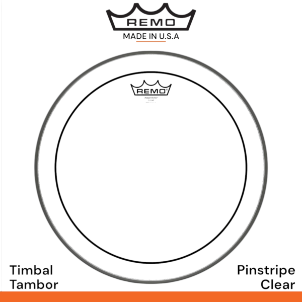 Parche Remo Pinstripe transparente para timbal tambor