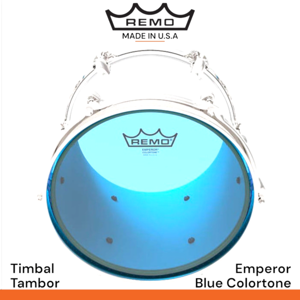 Parche Remo Emperor colortone  Blue para timbal tambor - Imagen 2