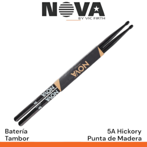 Baquetas Nova Hickory 5A punta de madera negra