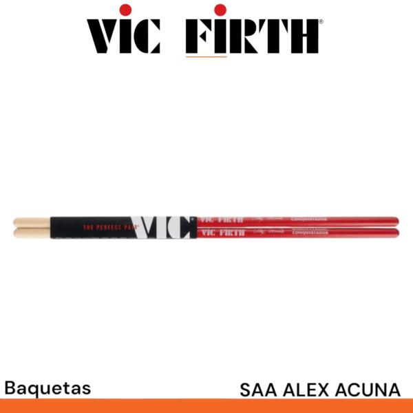 Par de baquetas Vic Firth SAA Alex Acuna roja - Imagen 2