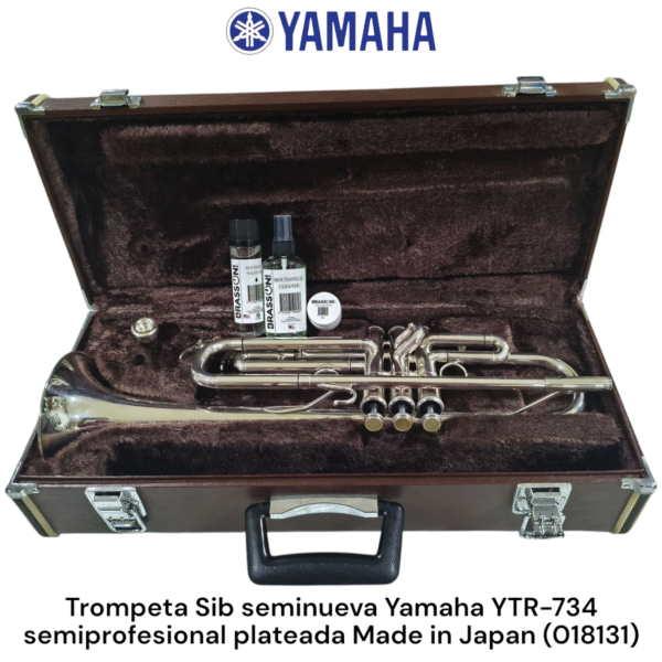 Trompeta Sib seminueva Yamaha YTR-734 Rever semiprofesional Japan plateada