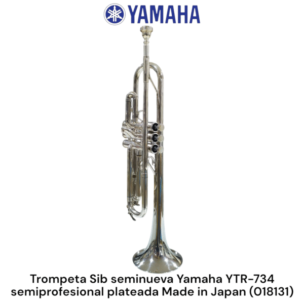 Trompeta Sib seminueva Yamaha YTR-734 Rever semiprofesional Japan plateada - Imagen 3