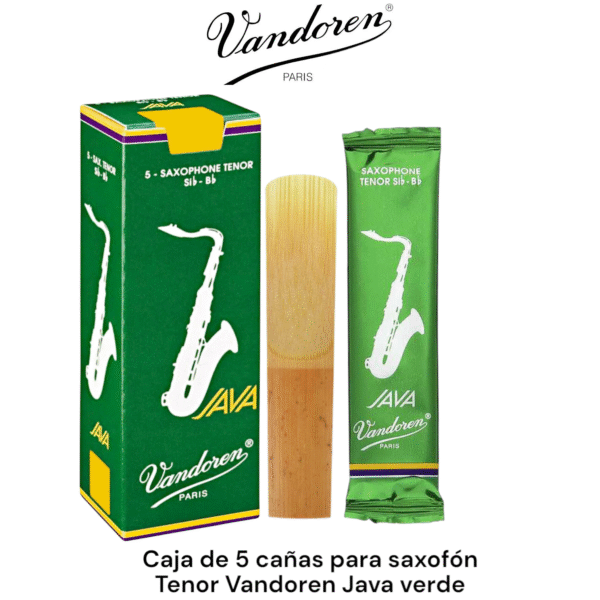 Caja de 5 cañas para saxofón tenor Vandoren Java verde