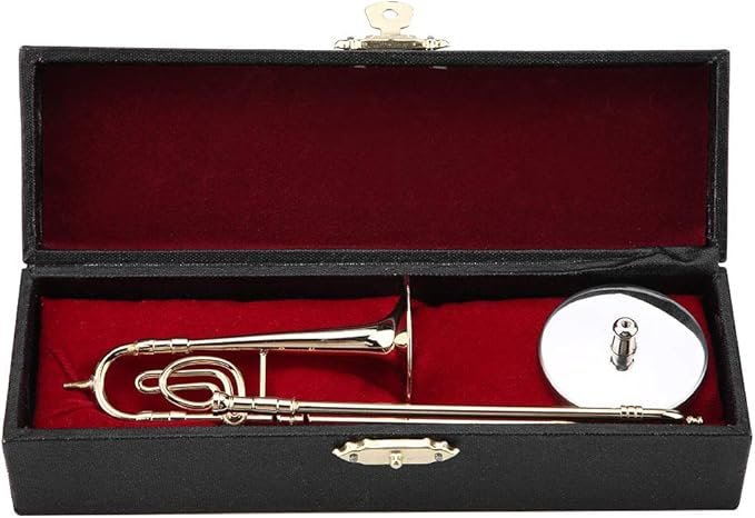 Adorno mini trombon tenor con transpositor dorado