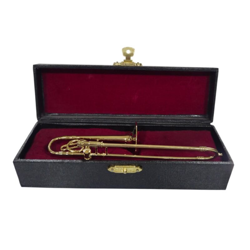 Adorno mini trombón tenor con transpositor dorado