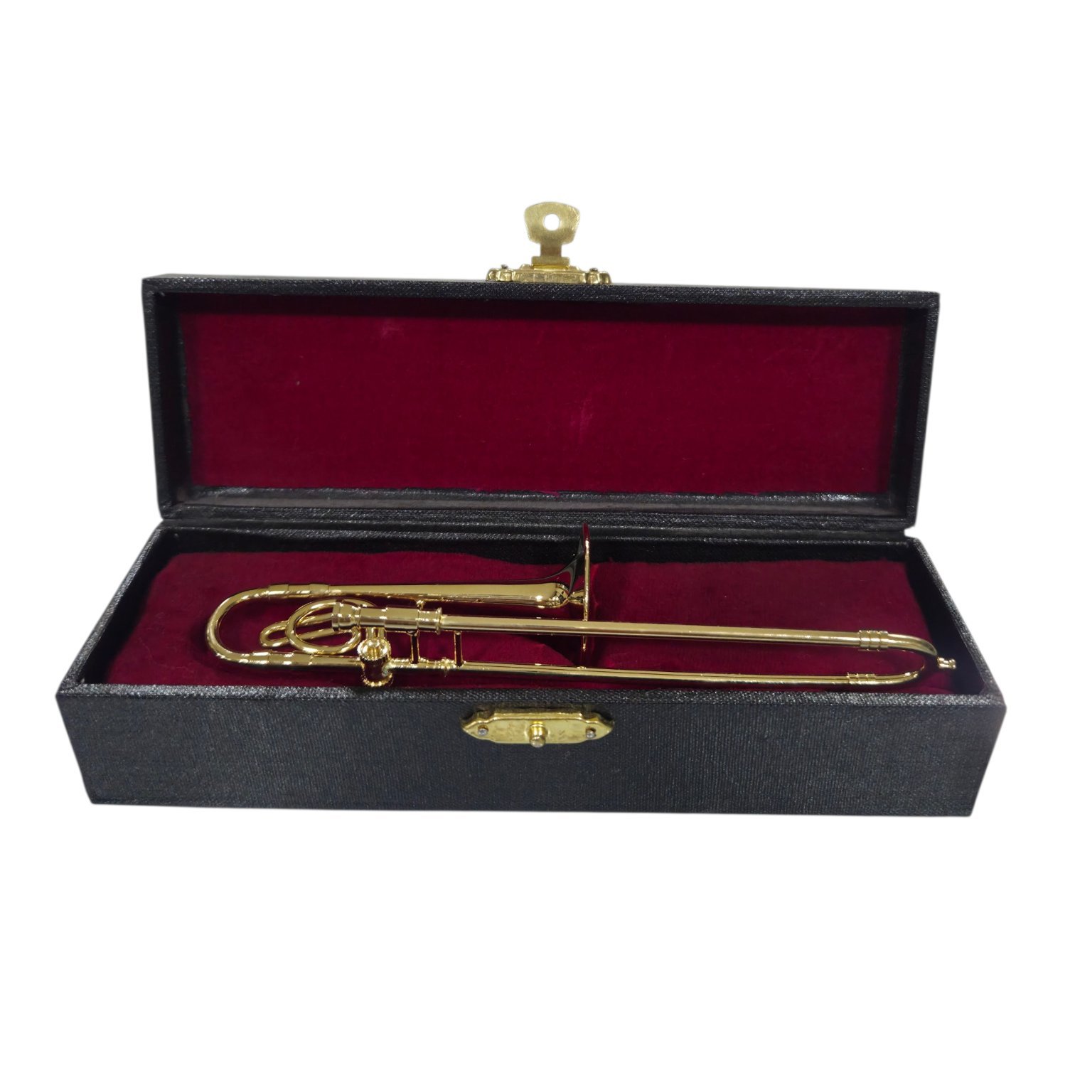 Adorno mini trombón tenor con transpositor dorado
