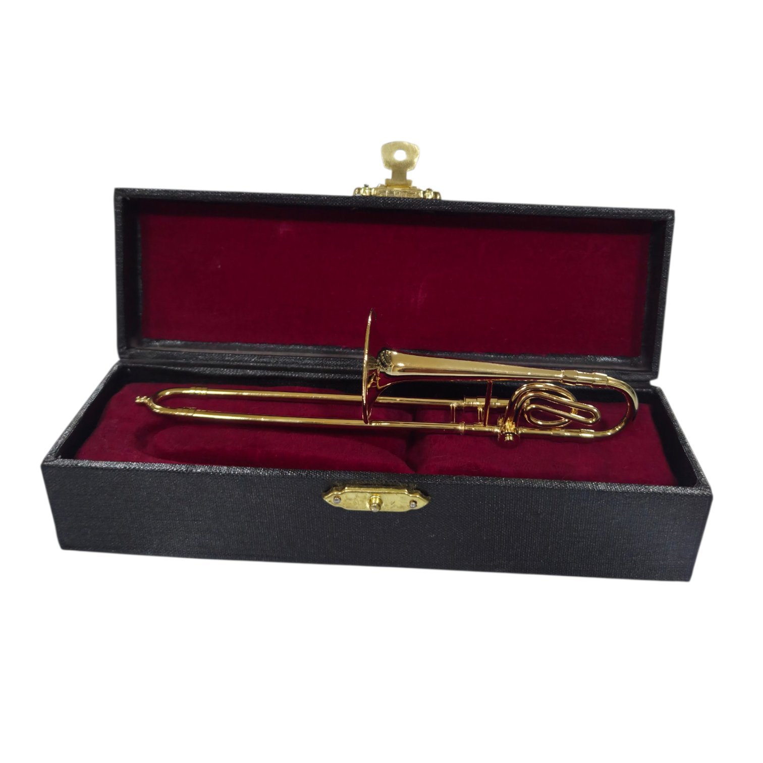 Adorno mini trombón tenor con transpositor dorado - Imagen 3
