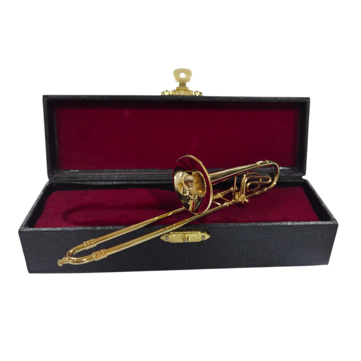 Adorno mini trombón tenor con transpositor dorado - Imagen 2