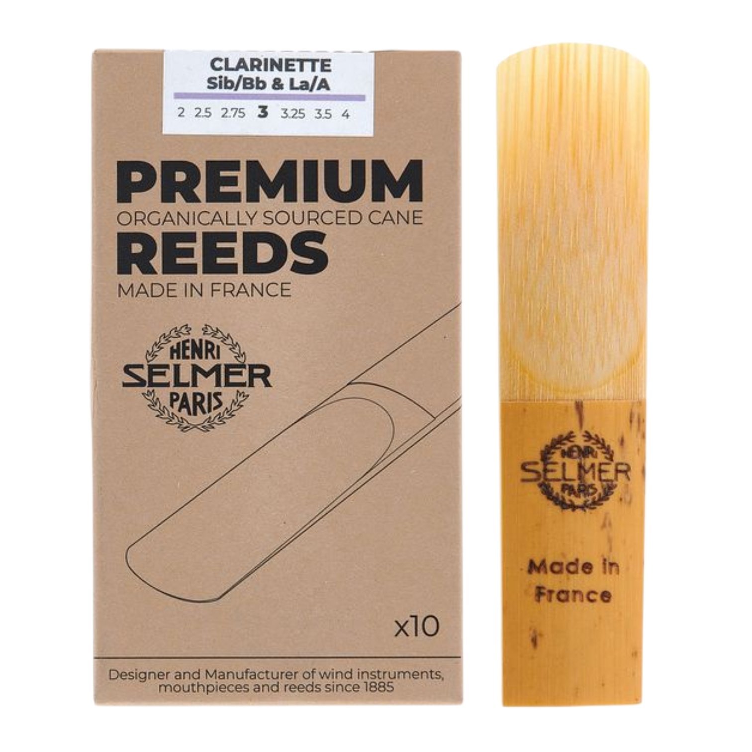 Caja de 10 cañas para clarinete Sib/La Selmer premium N°3