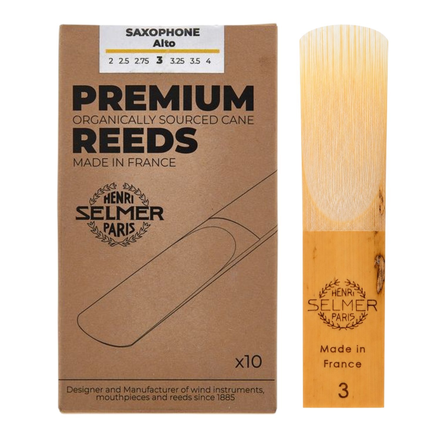 Caja de 10 cañas para saxofón alto Selmer premium N°3