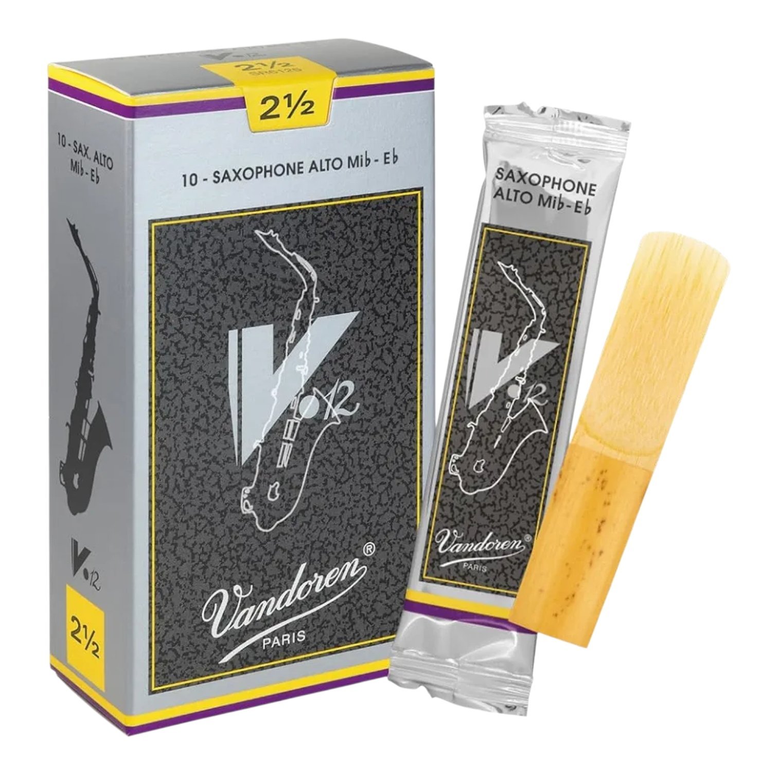 Caja de 10 cañas para saxofón alto Vandoren V12 N°2.5